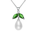 Sterling Silver Green Diamond Stone Necklace Jewellery